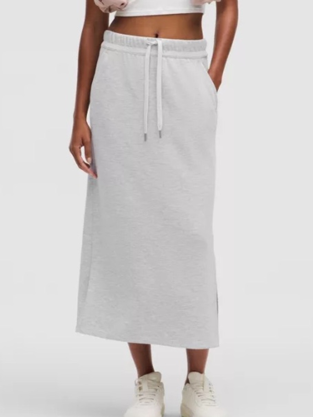 Lululemon Bound to Bliss Skirt Light Gray Drawstring Sweat Skirt Size 6 - Picture 1 of 11